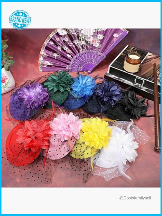 9 Derby Fascinators Hats Tea Party Feather Pillbox Hat with Clips for Women main image 7
